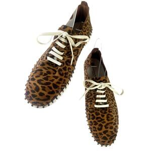Eric Michael Stacie Sneaker Made in Italy Leather Leopard Lace Comfort Sz 8 EU39